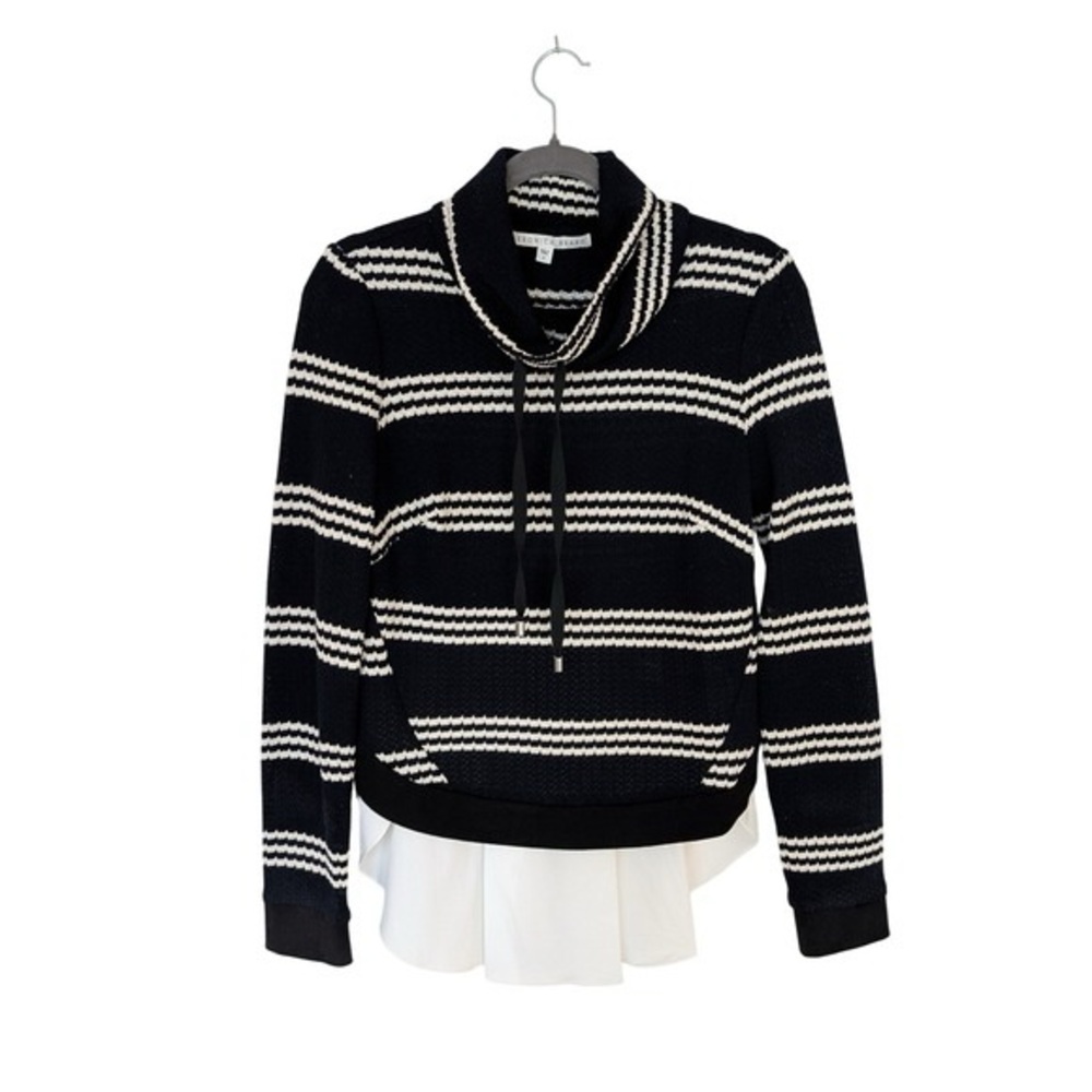 VERONICA BEARD Bianca Combo Sweater Navy White Striped Top Size XS